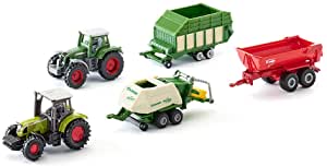 SIKU 6286, Coffret Cadeau 7 - Agriculture, Métal/Plastique, Multicolore, Assortiment De Jouets Compatibles, Pièces Mobiles, 2 Tracteurs, 3 Remorques